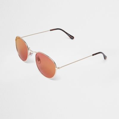 Rose gold tone round sunglasses